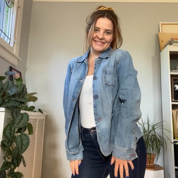 JCREW Women's S Tailored Denim Jean Jacket with Pockets - Picture 2 of 6